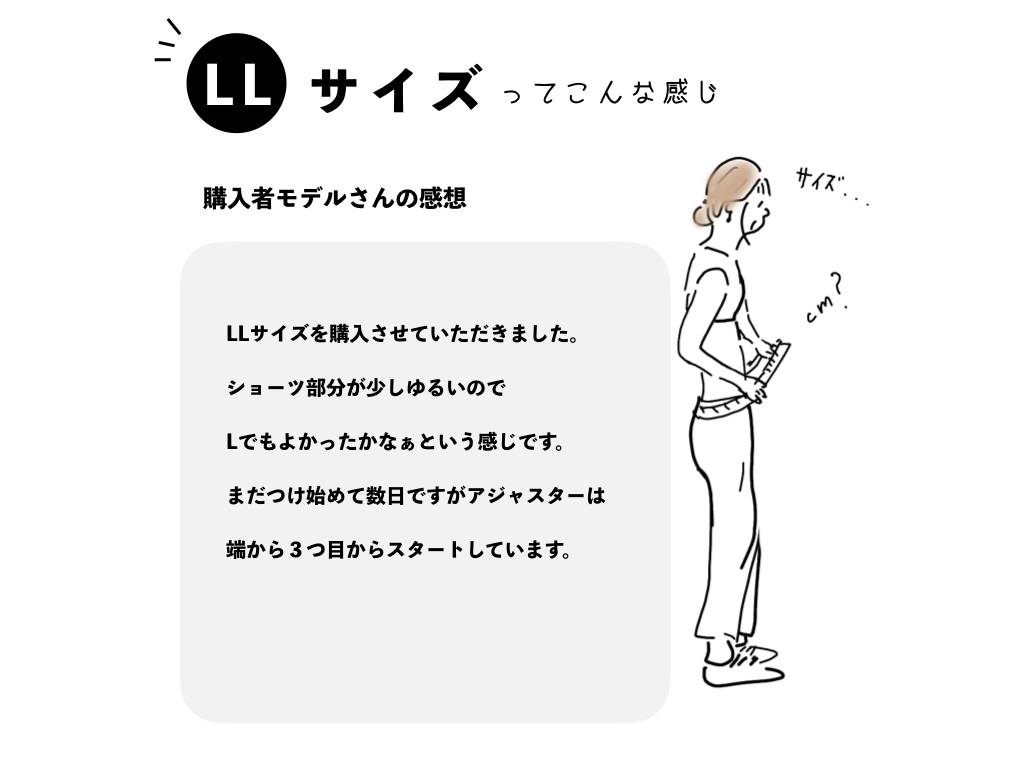 フィットキープ2骨盤ベルト：LLサイズの着用感モデルIさん | CLOVERC