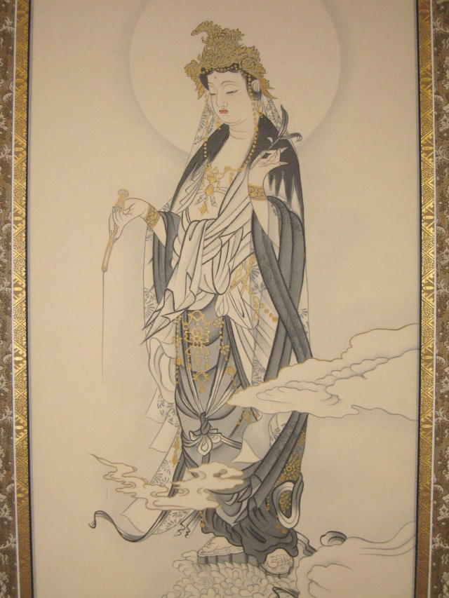 掛け軸 雲上観音（左向き）◇吉田真秋（真作・新品）