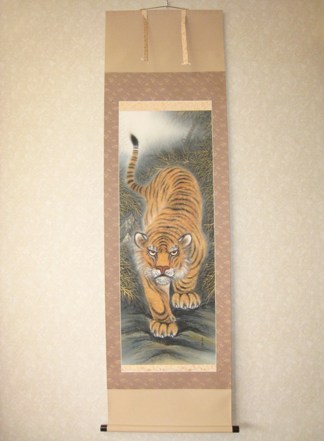 模写/大橋翠石/花木に猿図/桐共箱二重箱付/ 布袋屋掛軸HE-932 模写