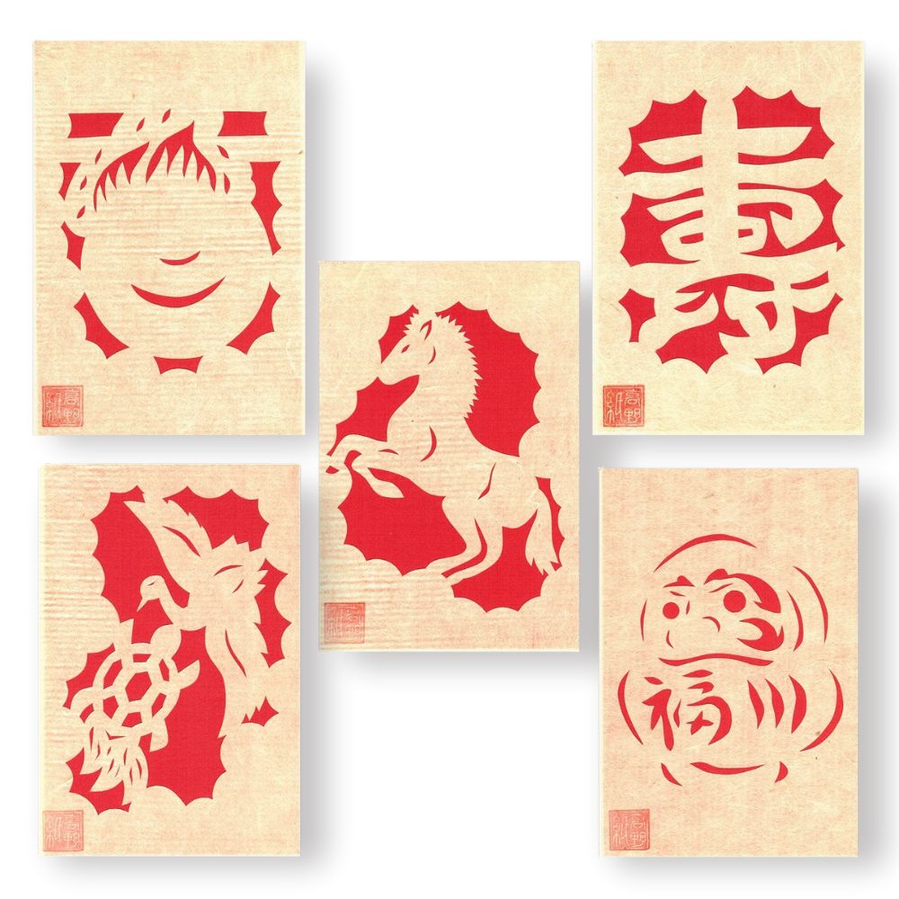 開運切り絵（吉祥宝来）☆はがきサイズ☆ - 香老舗 高野山大師堂