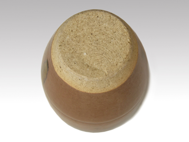 膳所焼 肩衝茶入 淡海ぜぜ 陽炎園造 共箱 象牙蓋 仕覆（獅子狩文様錦