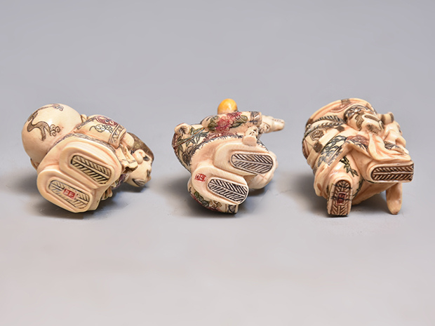 象牙製 七福神根付 銘有 | 古美術ささき