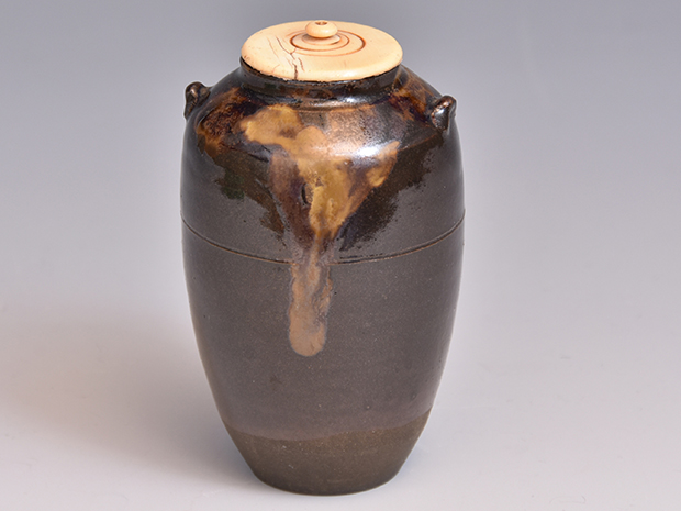 古高取茶入 銘「瀧桜」 江戸千家二代 自得斎宗雪箱書 仕服4添え | 古