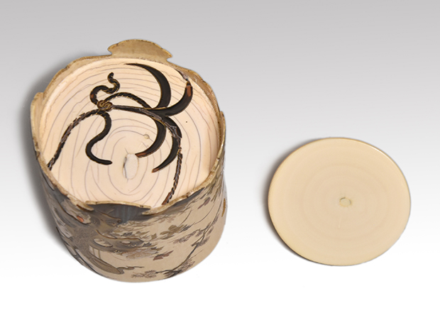 花鳥蒔絵 象牙蓋物 螺鈿珊瑚入り 光民（作） | 古美術ささき