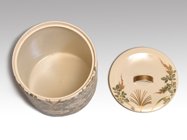 色絵仁清四季草花画水指 清閑寺窯 杉田祥平(作) 共箱 | 古美術ささき