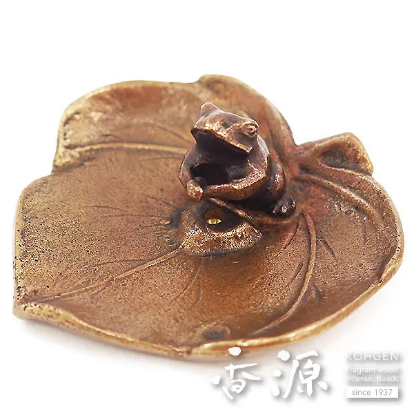 高岡銅器 香立 蓮に蛙 大の通販 - お香専門店香源