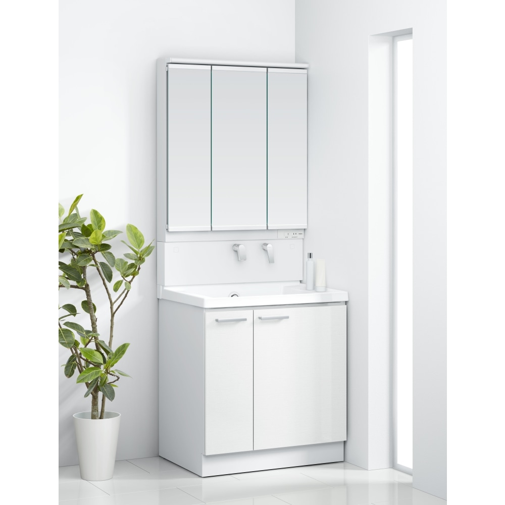 TOTO KZ750 3面鏡 ワイドLED 片引出 パナシェホワイト