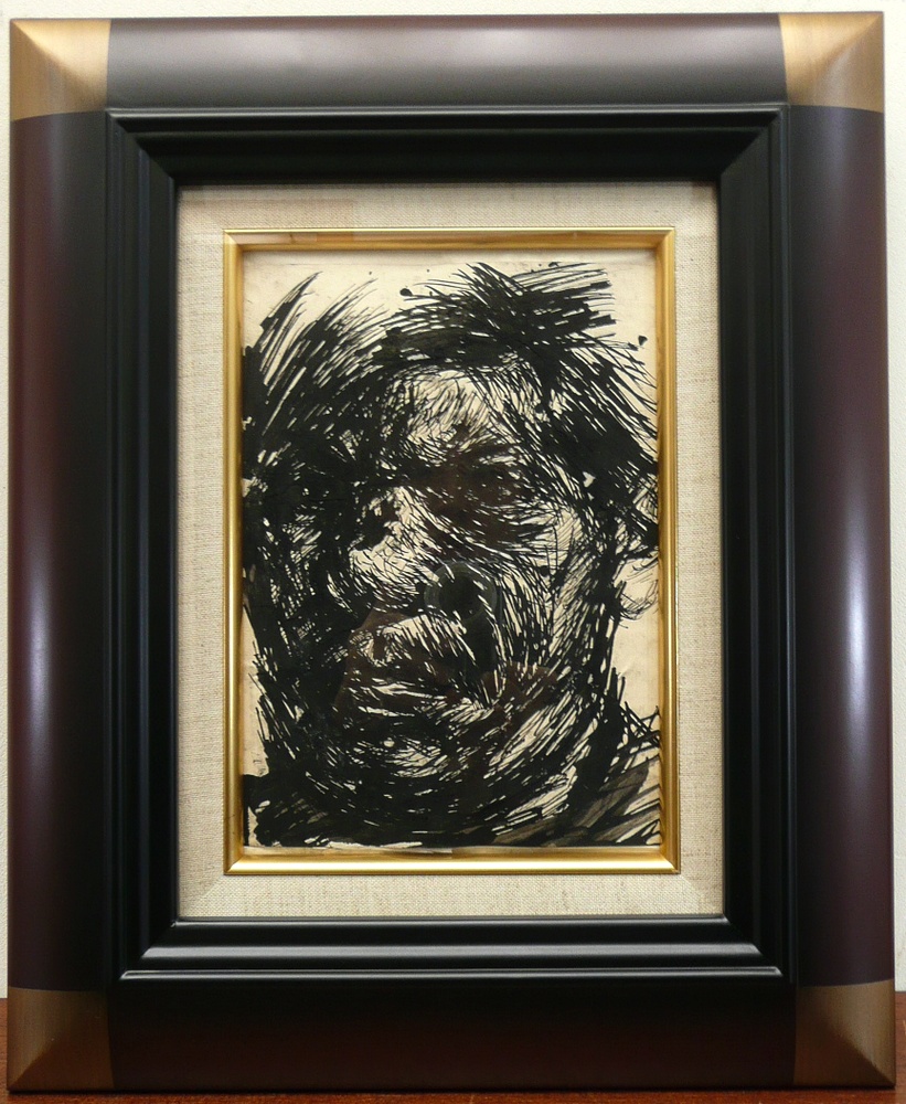 筧忠治 タイトル「自画像」 リトグラフ 額装 筧忠治 タイトル「自画像