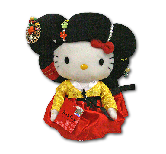 韓国限定 ハローキティ 韓服ぬいぐるみ人形（妓生（キセン）－赤Ⅱ
