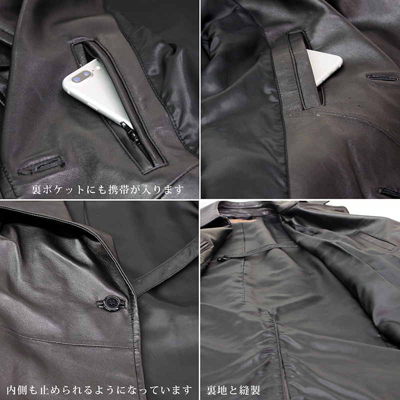 有名ブランド ラム革 トレンチコート ブラック/ブラウン M/L/LL/3L