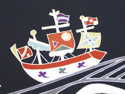 波に帆船の柄染に刺繍名古屋帯(N31'092sy) 帯紹介