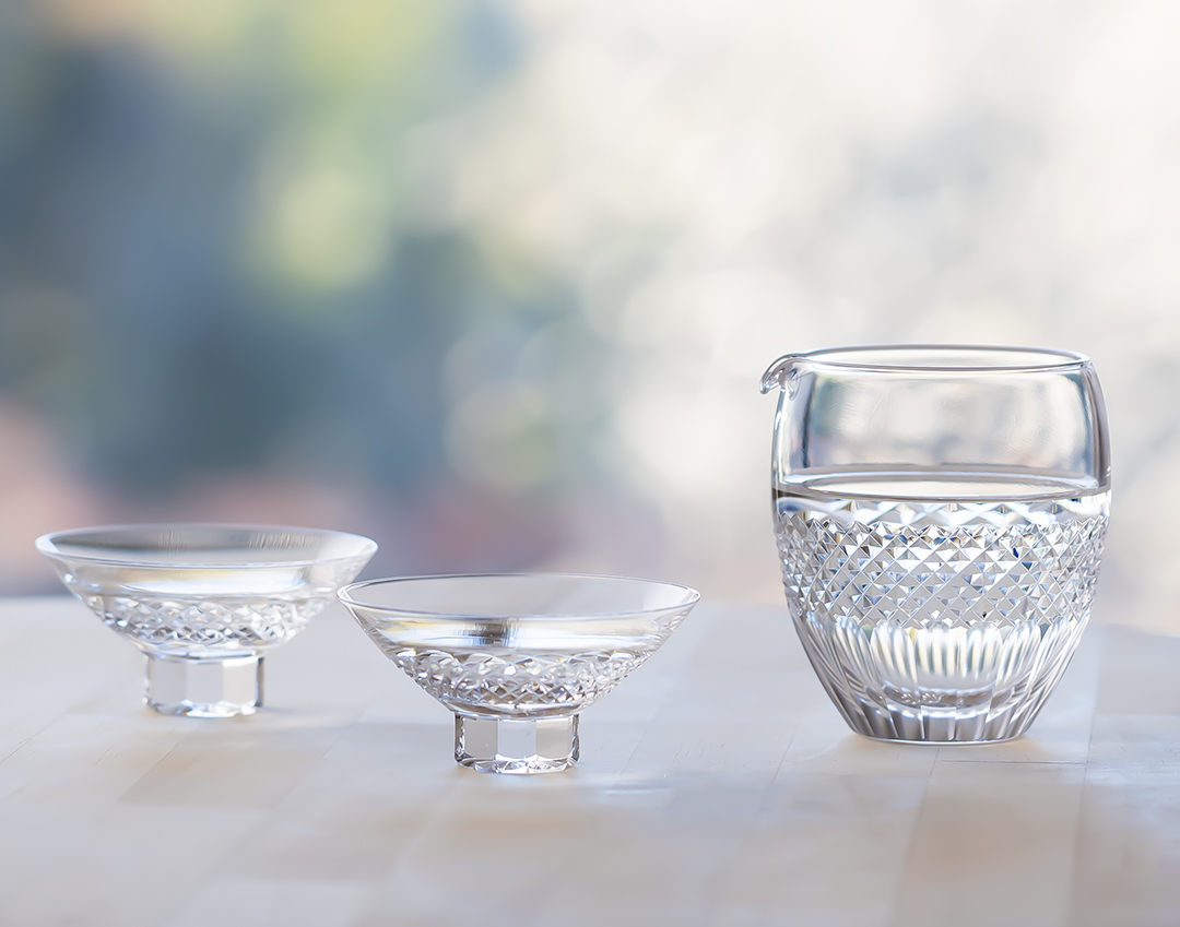 江戸切子 酒器揃＜魚子紋＞ | カガミクリスタル