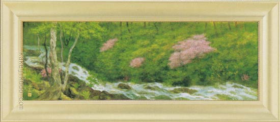 奥田元宋 絵画 渓澗春耀 送料無料 【複製】【美術印刷】【巨匠】【横長