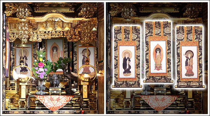 仏壇用掛け軸【30代用】浄土宗 3幅セット○高さ25.8cm（納期・通常14