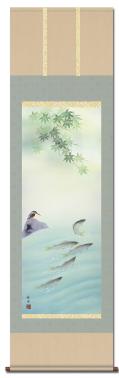 楓に白鷺 長江桂舟 尺五 （夏） 日本製 夏 - 掛け軸（掛軸）販売通販