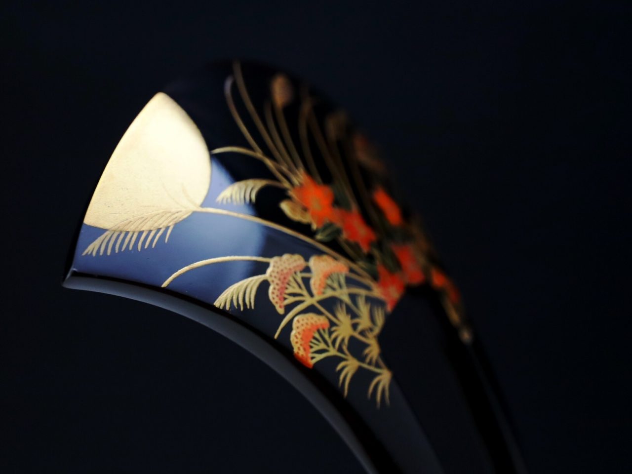 アンティーク・菊屋 永正作 本鼈甲螺鈿細工金蒔絵四季花丸紋の