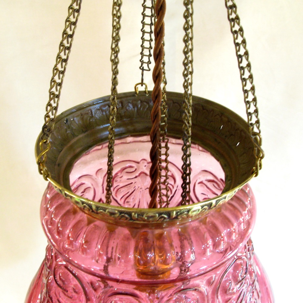 フランス アンティーク クランベリーガラス ランタン | キヤアンティークス