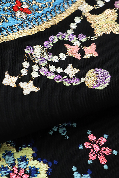 銀座【帯4227】龍村平蔵製 本袋帯 黒色 銘「千代の冠錦」 – 銀座きもの青木