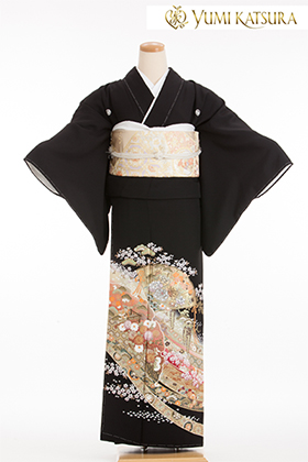正絹 留袖 レンタル 五つ紋 120074 桂由美 万葉の響き 扇 熨斗