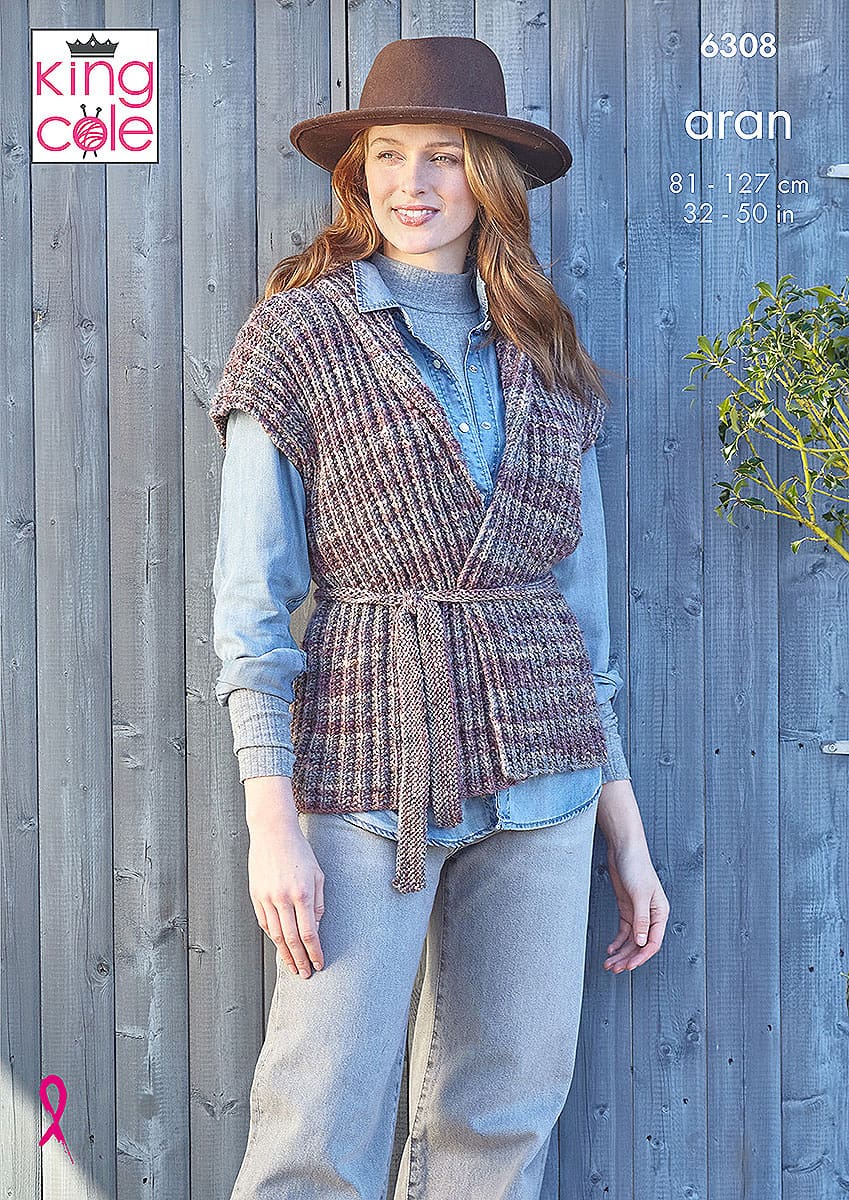 Jacket and Gilet knitted in Homespun Prism Aran | King Cole