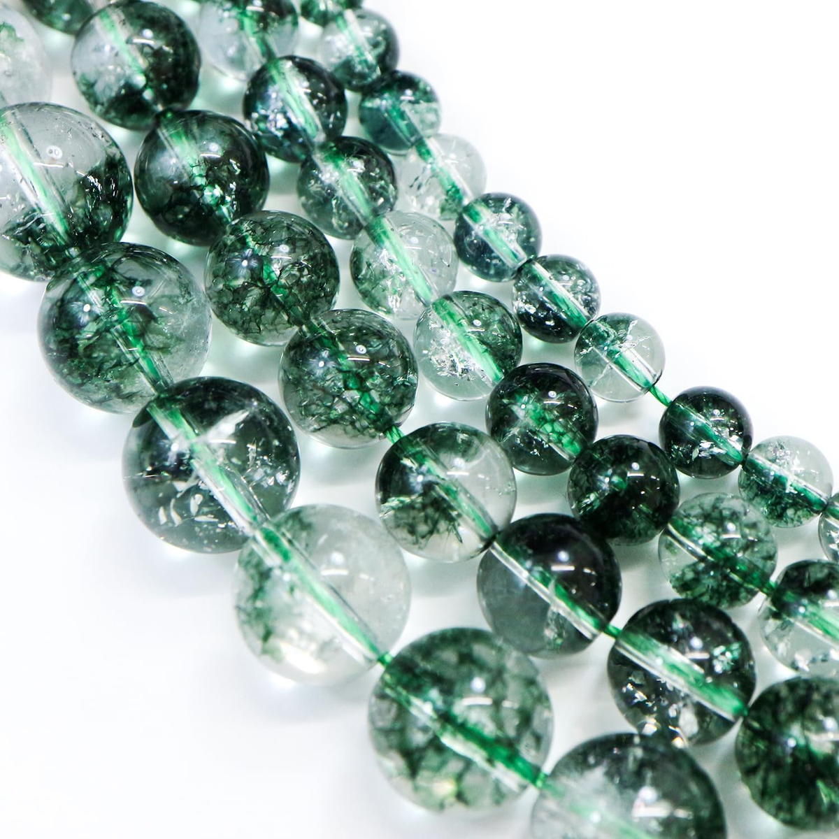 天然石】グリーンファントムクォーツ ビーズ ブレスレット用 一連 8mm