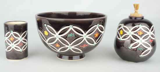 栗山園オンライン通販部 / 【出物】 紫交趾七宝四君子三ツ揃 中村翠嵐