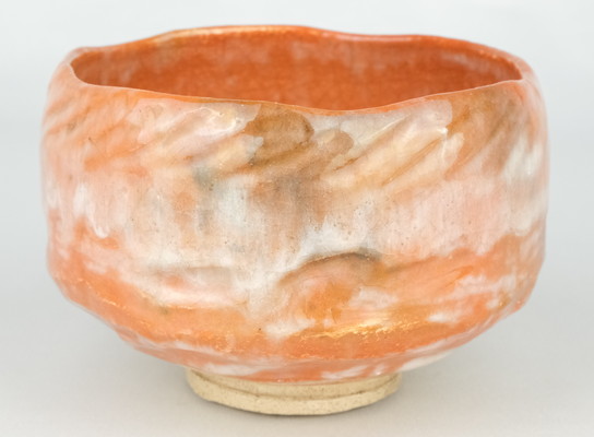 小川長楽 二代小川長楽 赤楽砂釉薬 菓子鉢 共箱 共布 (図録付) 小川