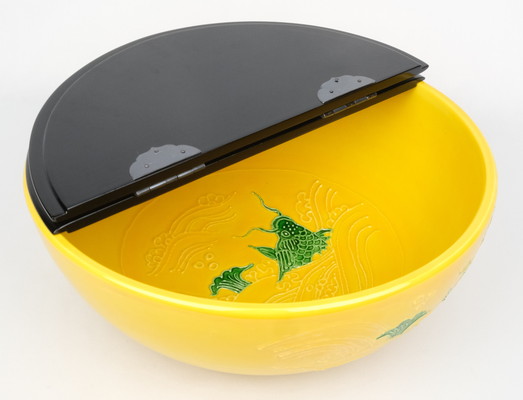 栗山園オンライン通販部 / 【出物】 黄交趾荒磯文平水指 手塚祥堂 【訳