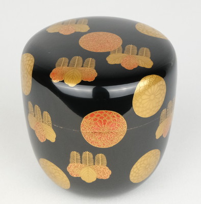 栗山園オンライン通販部 / 【出物】 菊桐蒔絵黒大棗 一瓢斎 鵬雲斎書付