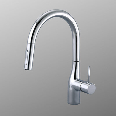 シングルシャワー付混合栓（eレバー）：KM6061EC｜キッチン用水栓：台