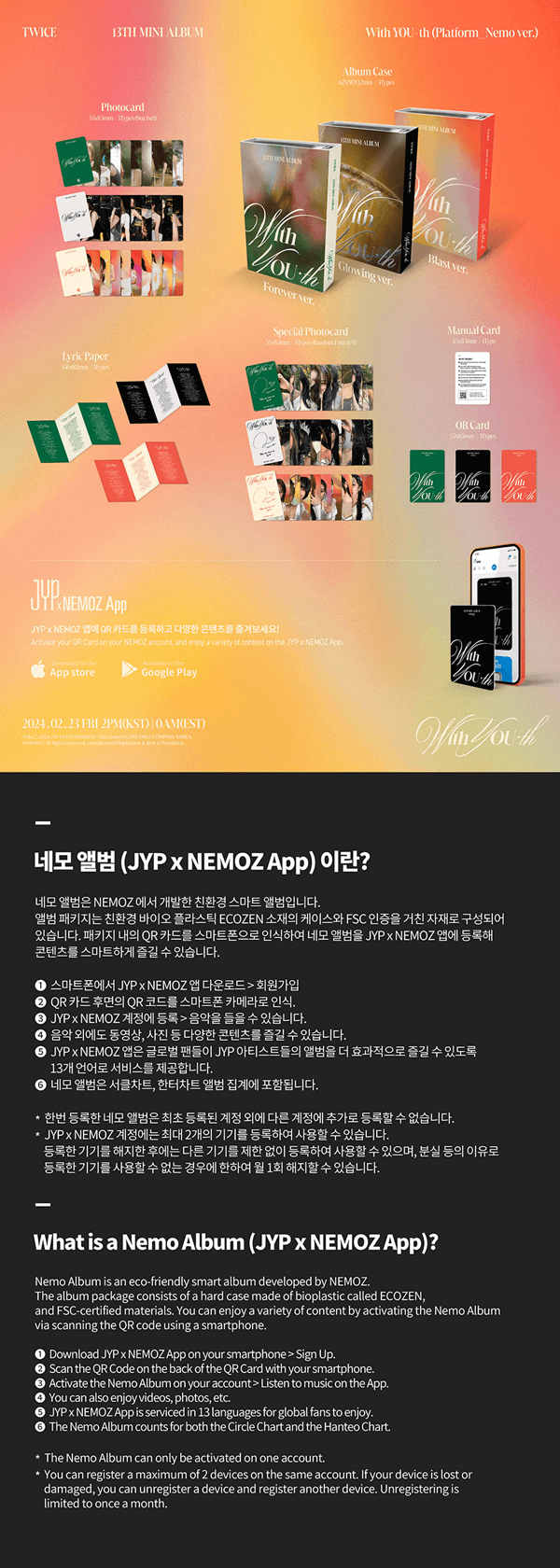 TWICE 13TH MINI ALBUM WITH YOU-TH PLATFORM_NEMO ALBUM - Kpop USA