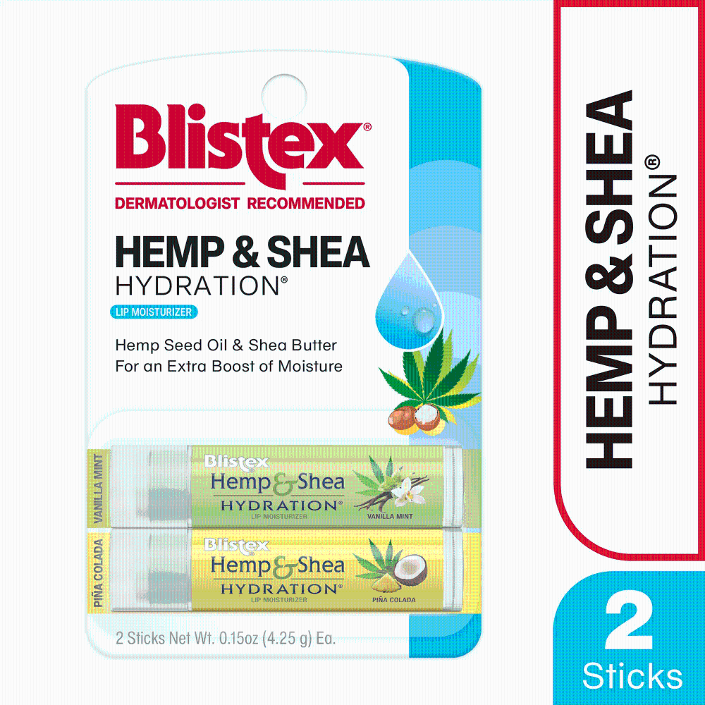 Blistex Hemp & Shea Hydration Vanilla Mint and Pina Colada Lip