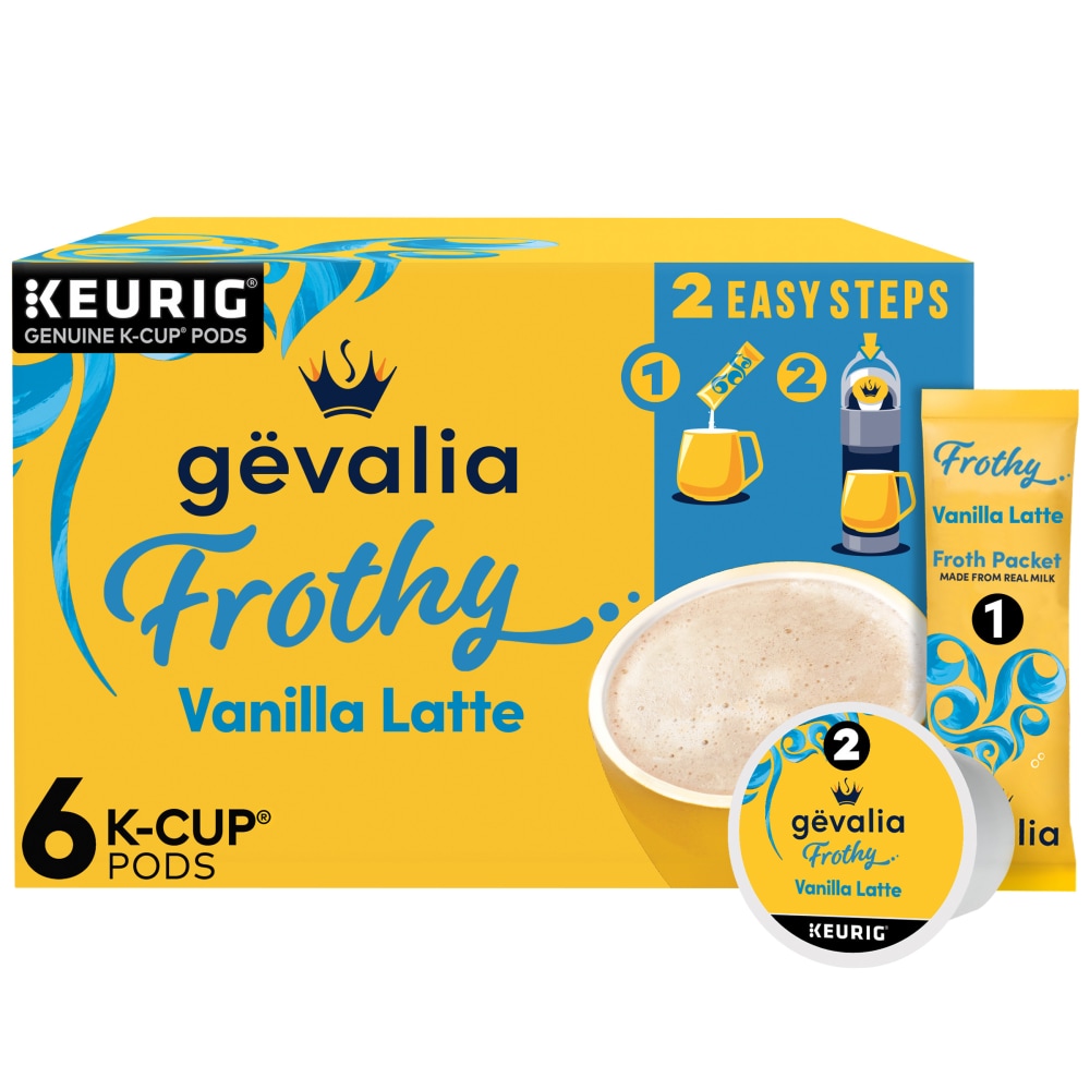 Gevalia Frothy 2-Step Vanilla Latte Espresso Coffee K-Cup® Pods