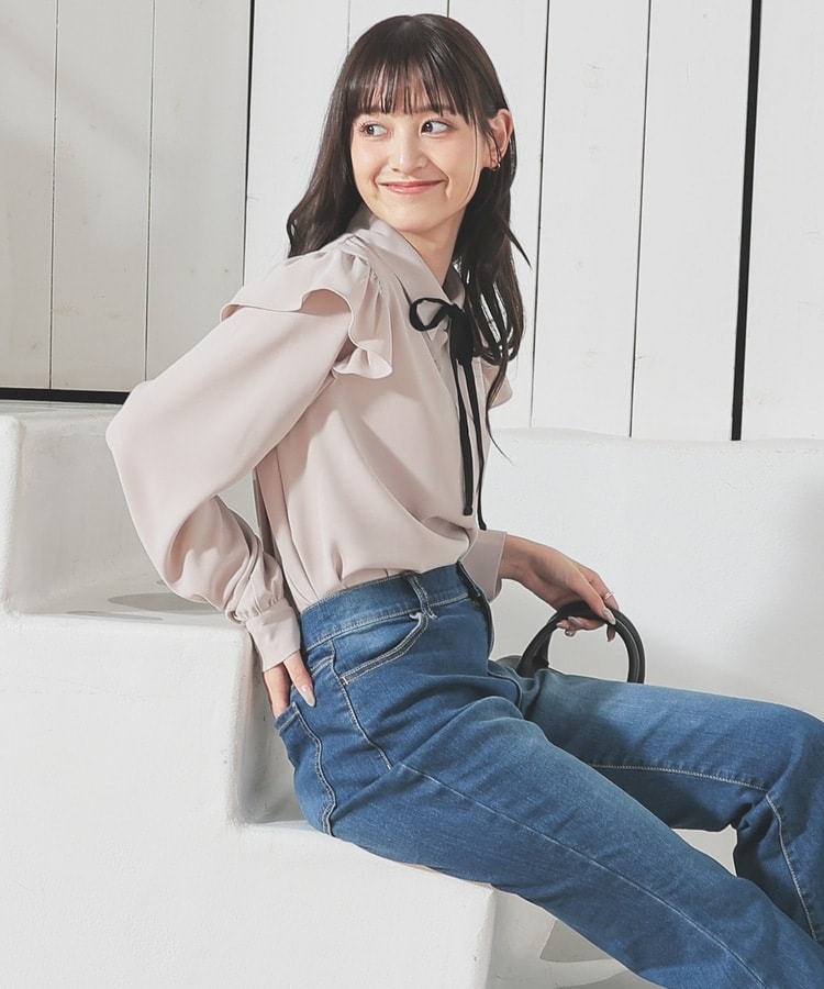 リボン付フリルブラウス: トップス｜ハニーズ公式通販