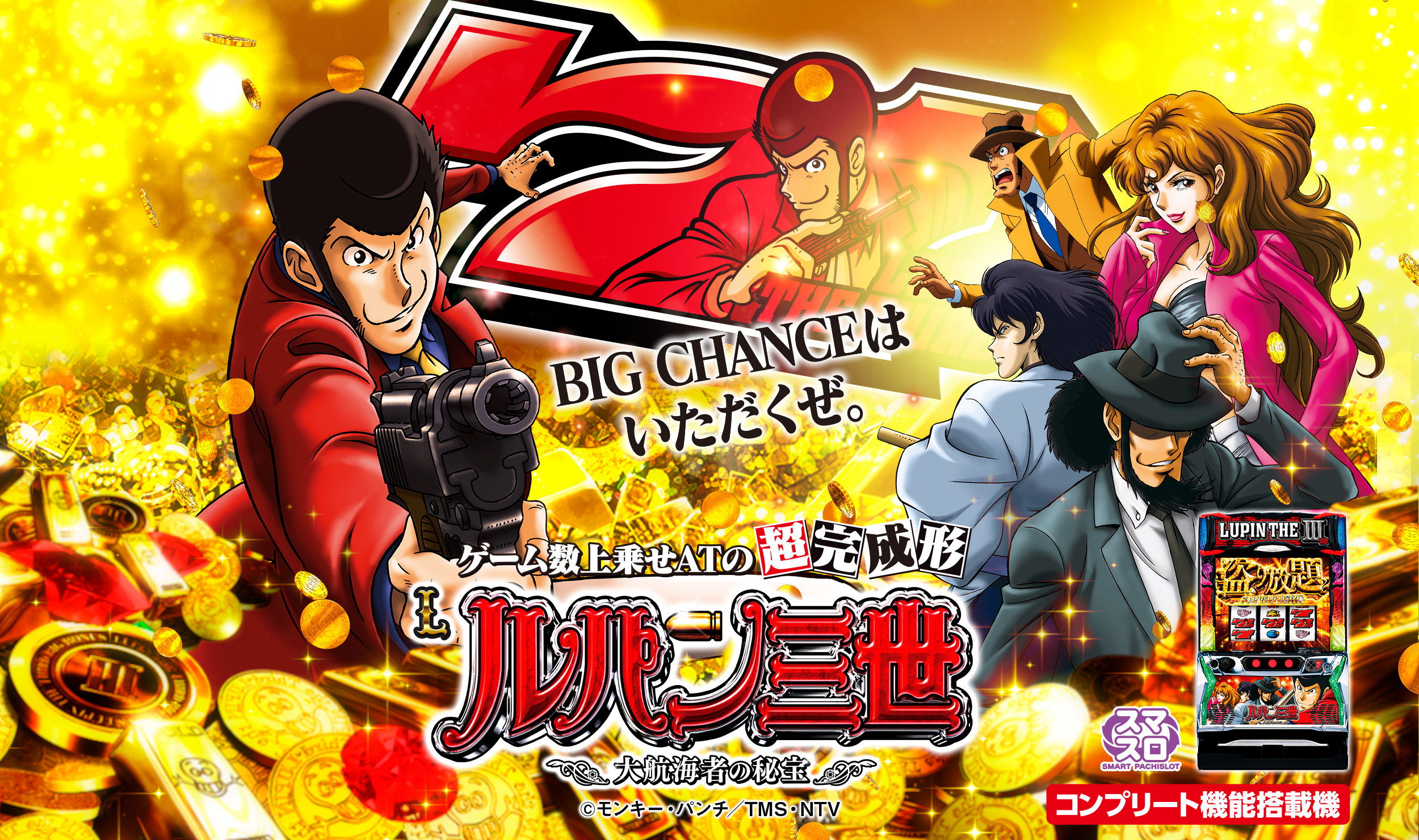 パチスロ実機 Lルパン三世大航海者の秘宝H1 スマスロユニット付き