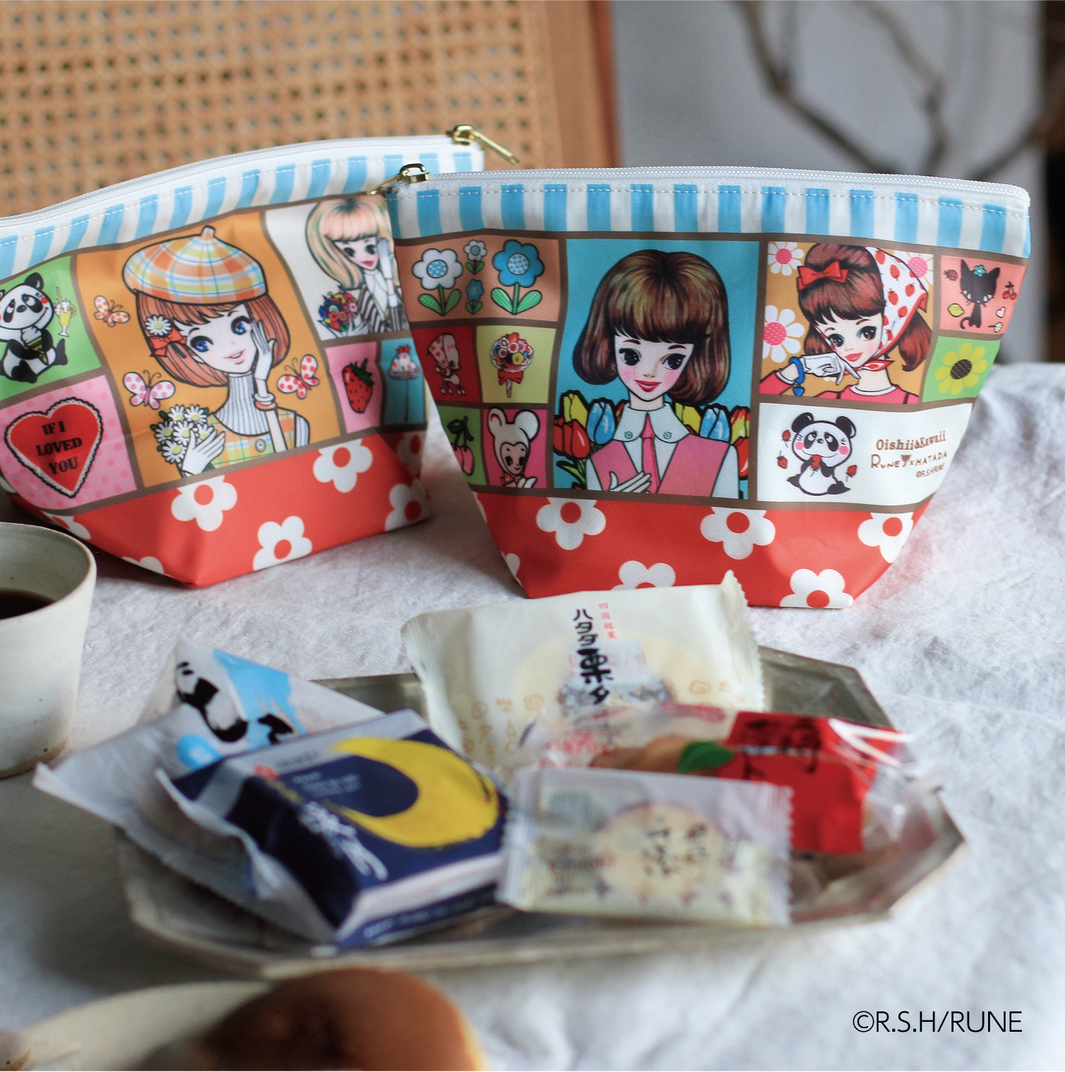 12月1日新発売】内藤ルネ×HATADA オリジナルルネガールポーチお菓子