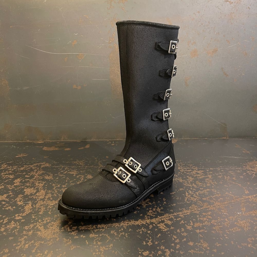 blackmeans - ロングバックルブーツ / BLACK SUEDE | HAZE