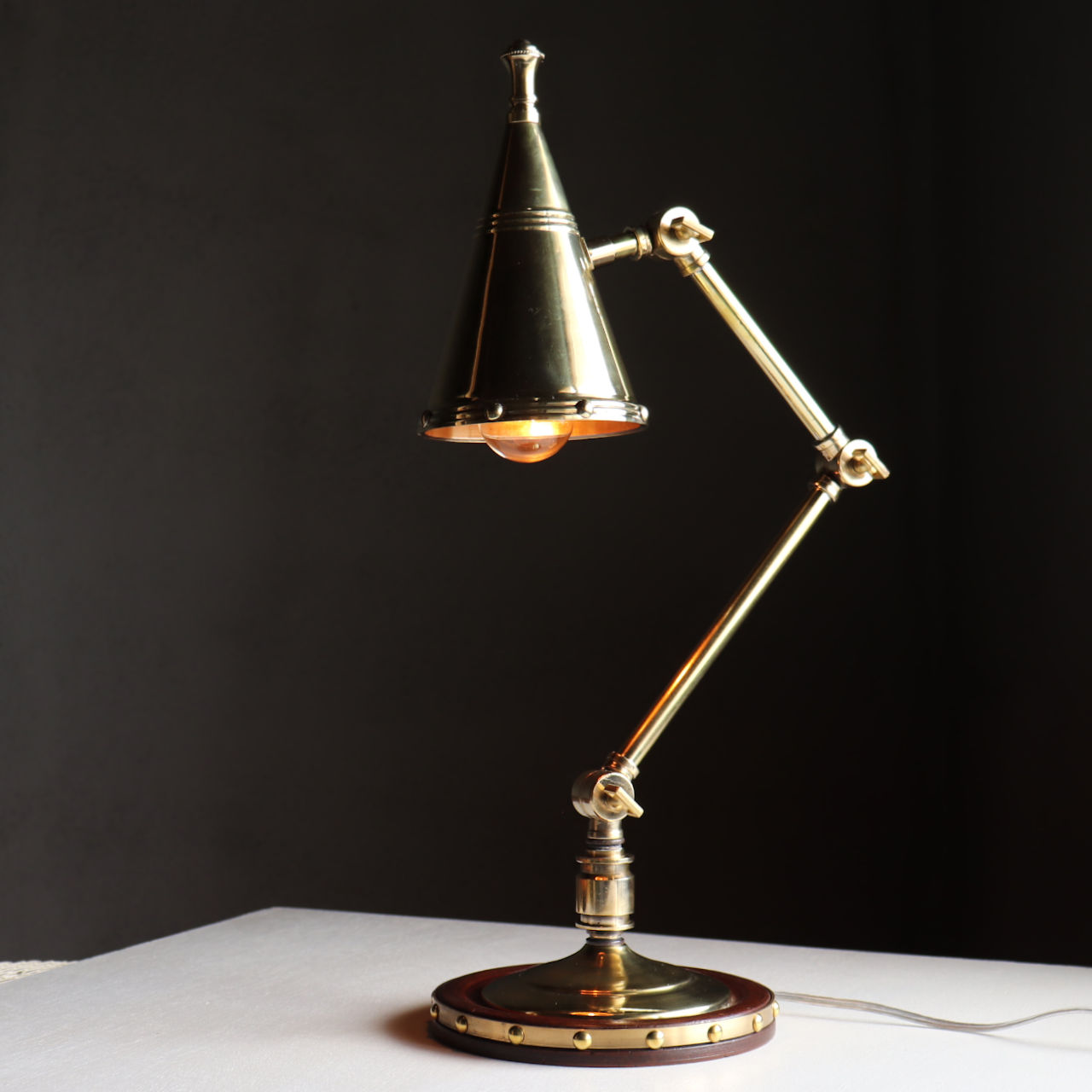 USAヴィンテージインダストリアル角度調整付きデスクライト真鍮・木