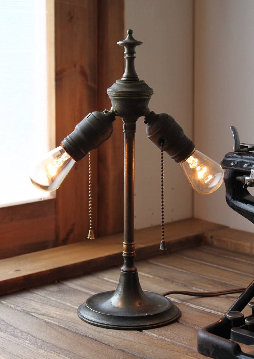 工業系卓上照明｜インダストリアル角度調整付ダブルソケット2灯デスク