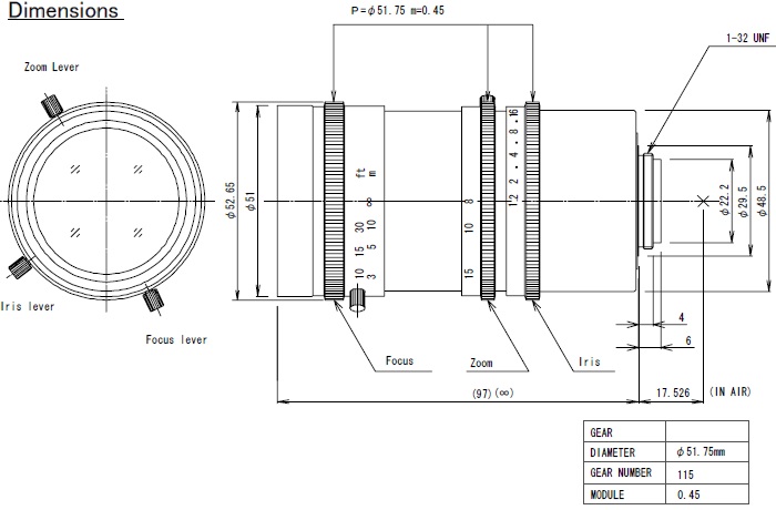 H6Z0812 Cマウント8-48mm HD 6倍手動ズームレンズ 1/2型