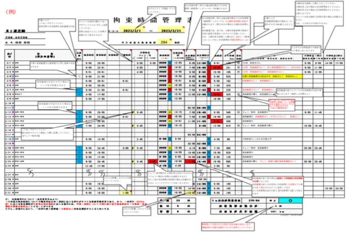 拘束時間管理表 – 北海道トラック協会