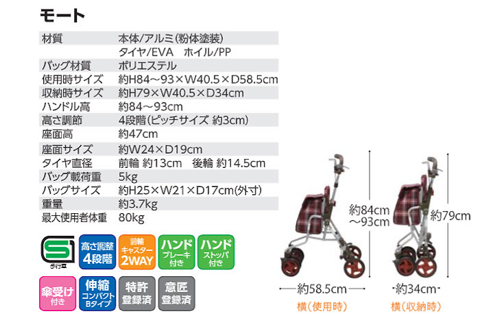 島製作所】シルバーカー モート| 手押し車 通販の【シルバーカー卸