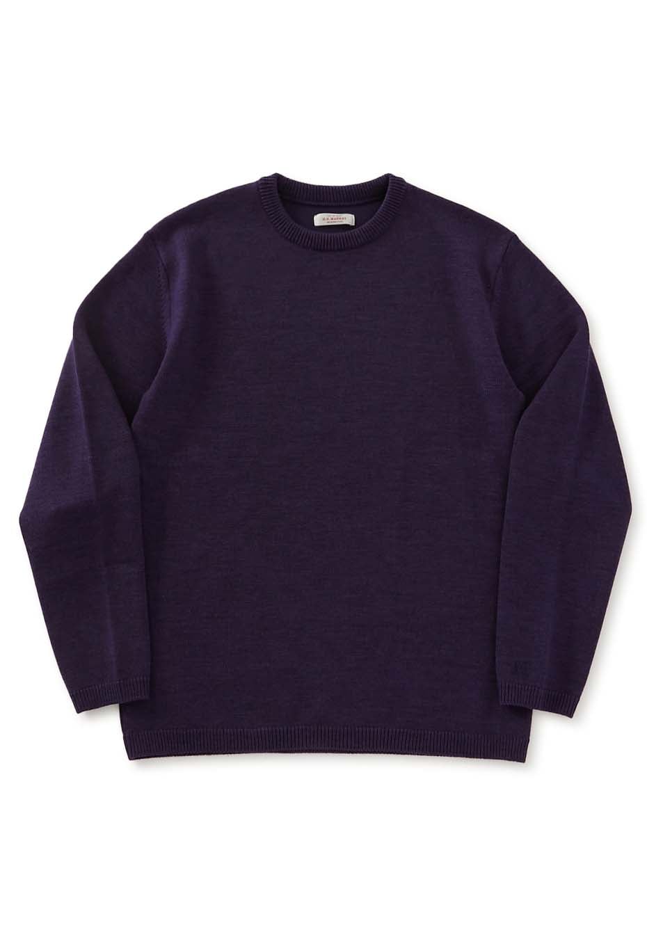 ウェーブコットン メリノウール ウォッシャブル クルーネックセーター