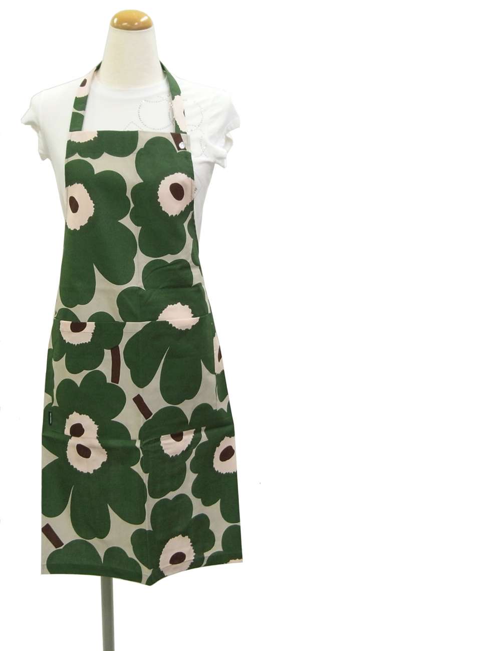マリメッコ エプロン ピエニ ウニッコ Pieni Unikko ベージュ×グリーン