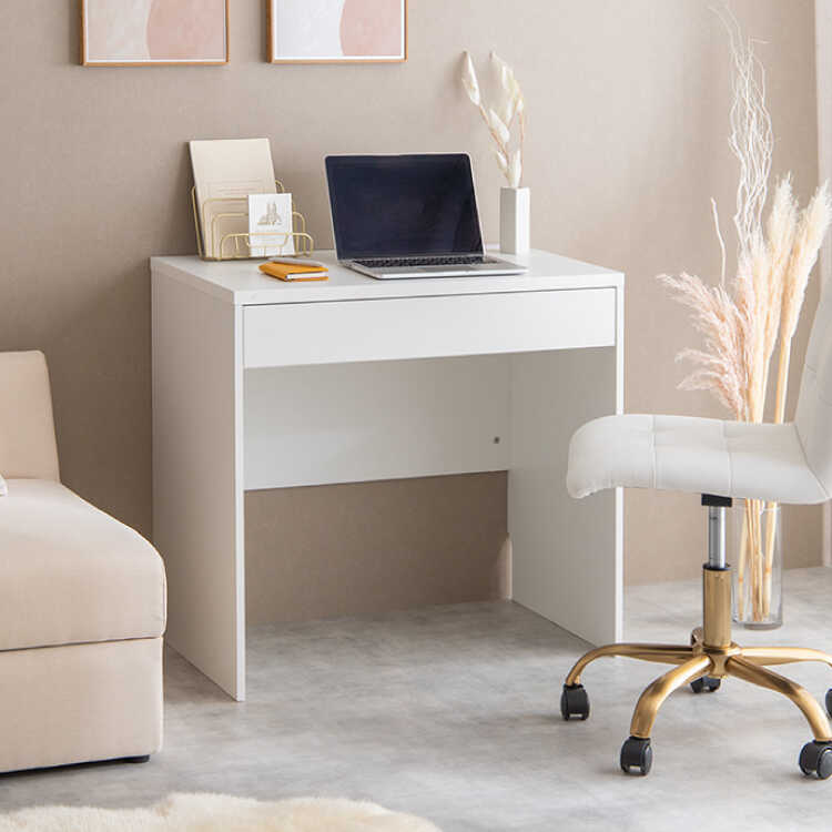 DE-2079 USBポート付きパソコンデスク・白ホワイト・引出し収納
