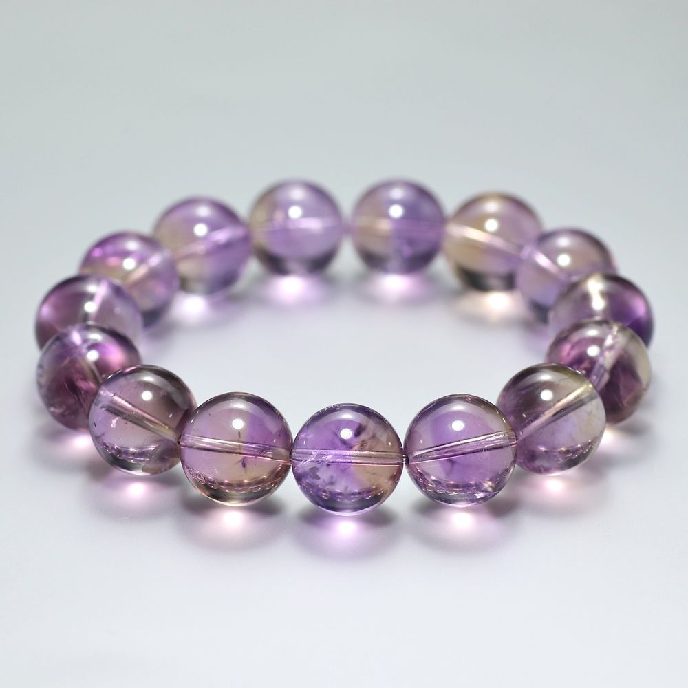 高品質]アメトリンブレスレット/イエロー＆パープルバイカラー（約14mm