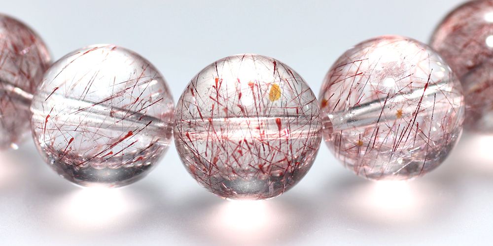 高品質++]ピンクレッド花火スーパーセブンブレスレット（約11.5mm玉