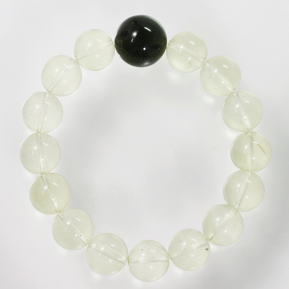 最高品質]天然モルダバイト約18mm玉＆リビアングラスブレスレット（約