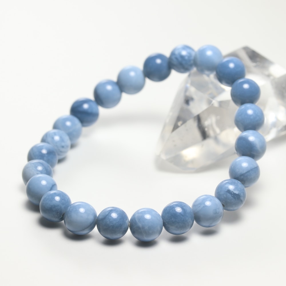 高品質]マダガスカル産ブルーオパールブレスレット（約9mm玉） - 埼玉