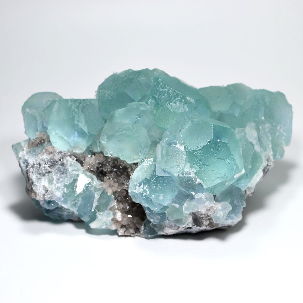 中国/福建省産グリーンフローライト結晶原石/水晶共生（天然蛍石/大型